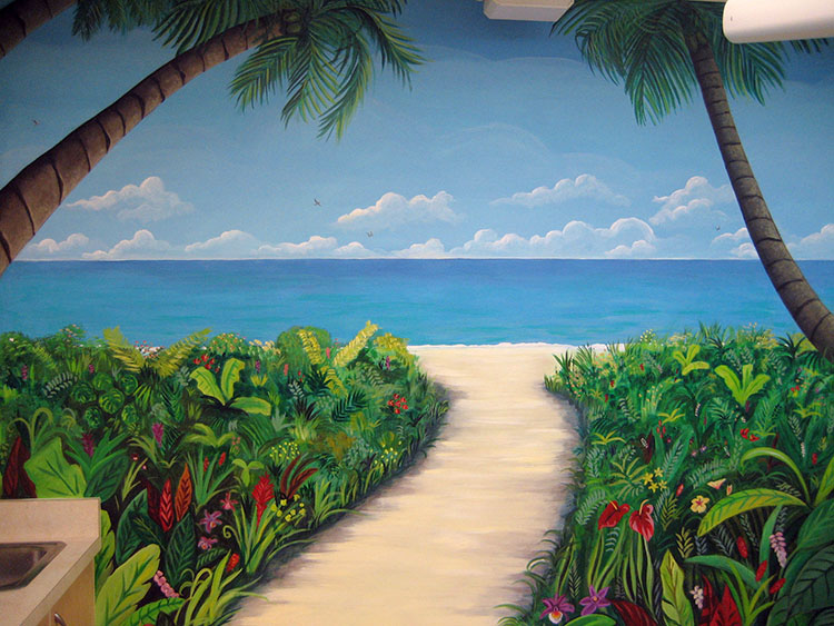 Photo of wall mural for pediatric dentist Dr. Christine Dowling