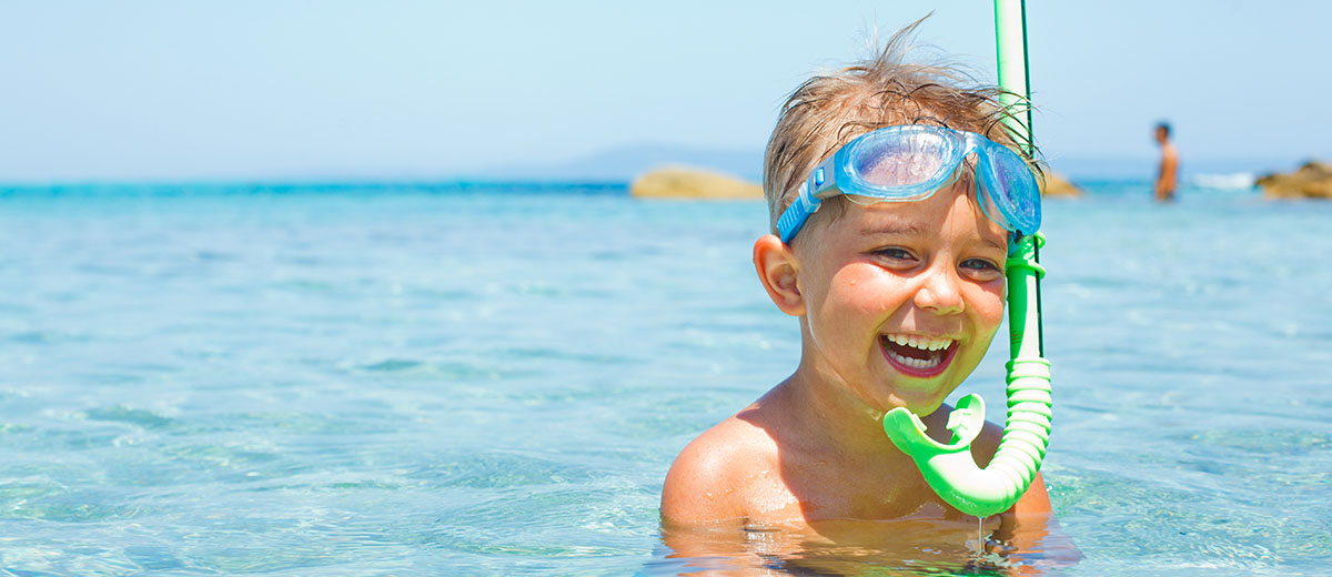 Boy snorkling